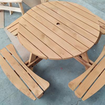 China High Quality Durable Low Price Round Outdoor Wooden Picnic Garden Table Kit for sale