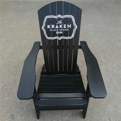 China Durable factory custom logo printed outdoor patio garden lounge solid wood adirondack chair for sale