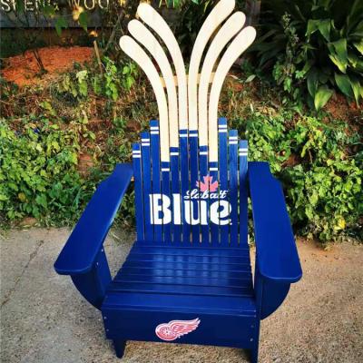 China Durable factory custom logo printed solid outdoor lounge adirondack patio garden muskoka chair for sale