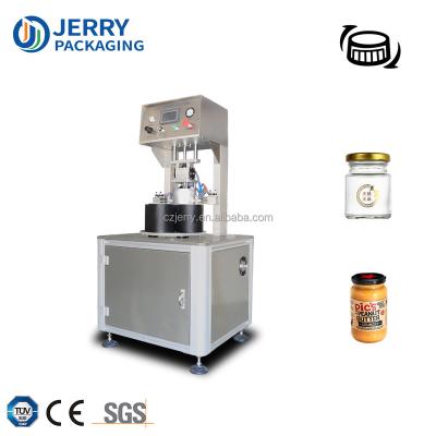 China Food Rotary Small Screw Bottle Semi-automatic Vacuum Pneumatic Capping Machine Half For Glass Jar Bottles for sale