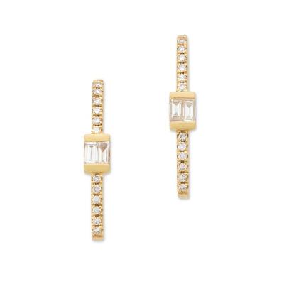 China FASHIONABLE YINJU 925 Sterling Silver Gold Plated Fashion pave Crystal Baguette Bar Hook Stud Earring for sale