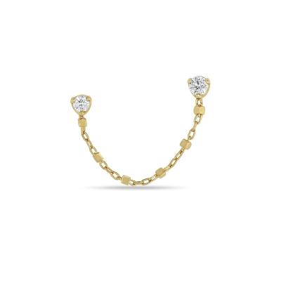 China FASHIONABLE YINJU; Hiphop Jewelry 925 Fashion Silver Double Pearl Chain Stud Earring for sale