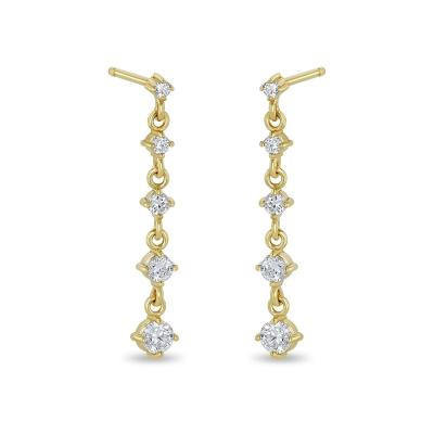 China YINJU 925 Sterling Silver Diamond CZ Drop Earring 14k Fashionable 18K Gold Long Chain Jewelry for sale