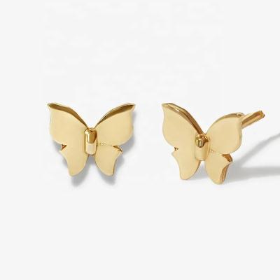 China YINJU TRENDY Simple Butterfly Stud Earring Animal Jewelry 925 Sterling Silver Plain Gold Plated for sale