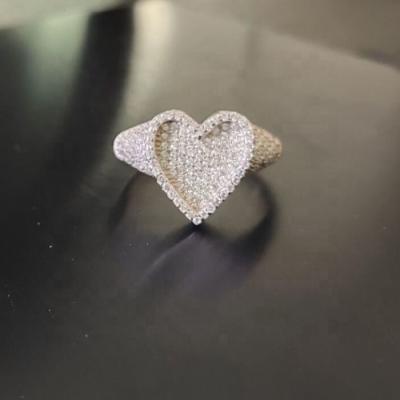 China YINJU 925 Sterling Silver Fashion Trendy Pave Big Heart Ring Jewelry Women Seal for sale