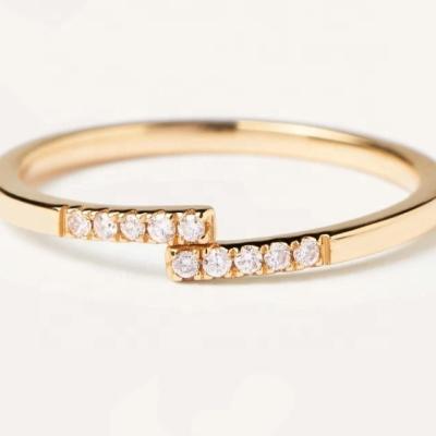 China FASHIONABLE Silver Elegant Cross Stack Diamond 925 CZ Gold Plated Ring For Women for sale