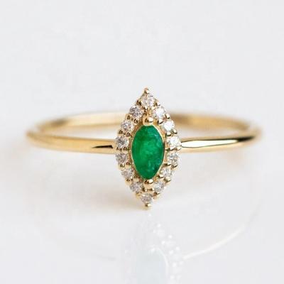 China FASHIONABLE Sterling Silver 925 Jewelry Maker 18K Gold Plated Tasty Emerald Evil Eye Ring for sale