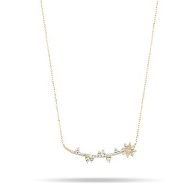 China YINJU New Arrival 925 Sterling Silver Sweet Gold Plated TRENDY Flower Daisy Curve Chain Necklace for sale