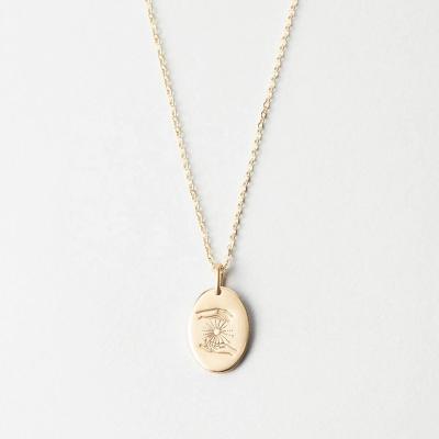 China FASHIONABLE Wholesale Jewelry Minimalist Personalized Name Engraving 925 Silver Oval Pendant Necklace for sale