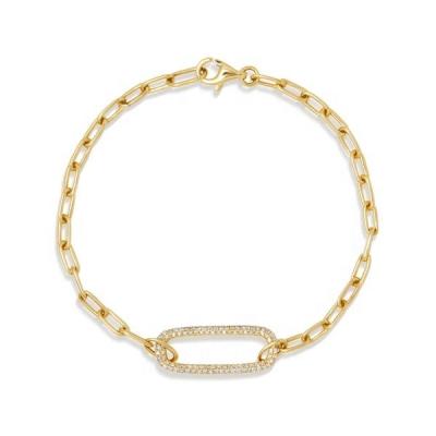 China Custom Made 925 Silver Vermeil Zircon Boho Chain Link Trendy Gold Jewelry Lucky Charm Bracelet for sale