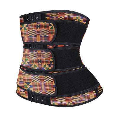 China NANBIN Antibacterial Latex Three Belt With African Print Shapers Butt Lift Waist Trainer Corset Curve Shape for sale