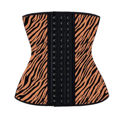 China NANBIN Brown Zebra Antibacterial Latex Hook Up Butt Lift Belly Trimmer Waist Trainer Sweat Wrap Waist Trainer Sweat for sale