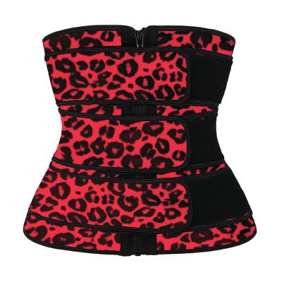 China NANBIN Antibacterial Leopard Latex Zipper Waist Trainer Slimming Tummy Custom Logo Women Red Waist Trainer for sale