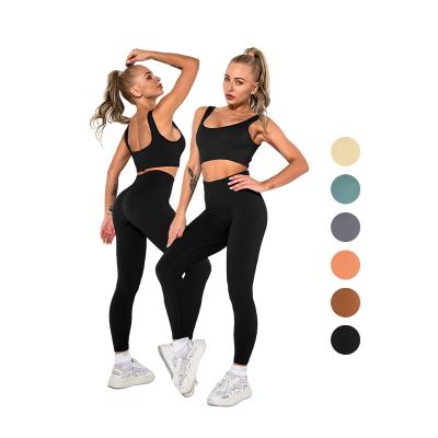 China NANBIN Women Breathable Workout Clothing High Waist Leggings Two Piece Tiktok Yoga Clothing Fitness Sets Fitness Gym for sale