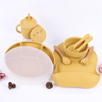 China BPA Free Baby BPA Free Silicone Dining Dish Cartoon Whale Crab Toddler Tableware Set Kids Feeding Bowl Dishes Kids Dishes for sale