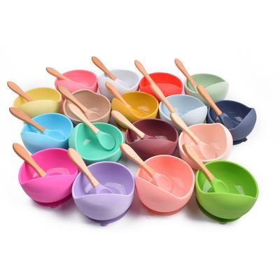 China Baby Feeding Baby Feeding Baby BPA Free Silicone Eco-friendly Colorful Baby Suction Cup Feeding Bowl With Spoon for sale