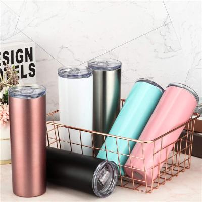 China 20 oz Stainless Steel Double Wall Viable Lean Tumblers Double Insulated Water Cups Wine Tumbler Straight With Lids And Straws for sale