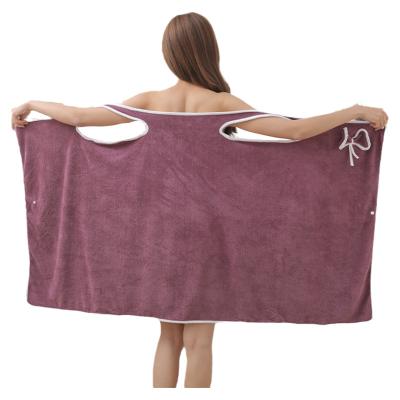 China Wholesale Custom Eco-Friendly Hypoallergenic Logo Women Bathroom Robe Towel Bath Towel Natural Ultra Absorbent Microfiber for sale