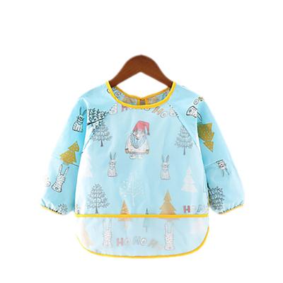 China Antibacterial Long Sleeves Waterproof Baby Bibs Shirt Apron Food Catcher Pouch Soft Machine Washable Kids Aprons for sale