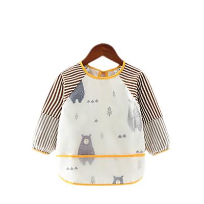 China Antibacterial Baby Dressing Children Anti-dressing Baby Eating Clothes Kids Pocket Long Sleeve Baby Bib for sale