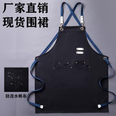 China Custom Logo Chefs Cooking Coffee Shop Cafe Apron Washable Canvas Bartender Apron for sale