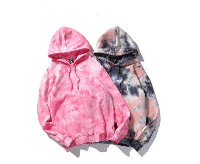 China Plus size fashionable anti-pilling men's hoodies and sweatshirts tie dye heavy combed cotton sweatshirts for sale