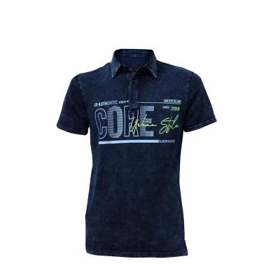 China Anti-Wrinkle Men's Polo Short Sleeve Stretchy Slim Shirt Fitted Classic Jeans Shirt for sale