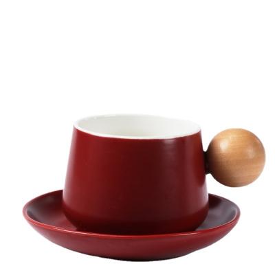 China Elegant Business 200ml Purple Ceramic Porcelain Cups Coffee Tea Cup And Saucer Set for sale