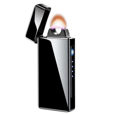 China Electric Arc Flame Power Arc Lighter Metal USB Cigarette Lighter Business Modern Windproof Men Gifts Auto Power Off Touch Switch for sale