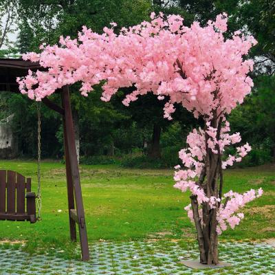 China Decoration Garden New Arrival Real Trunk + Pink Cherry Blossom Trees Silk Flower Wooden Artificial Tall Plants For Indoor And Outdoor Decoration for sale