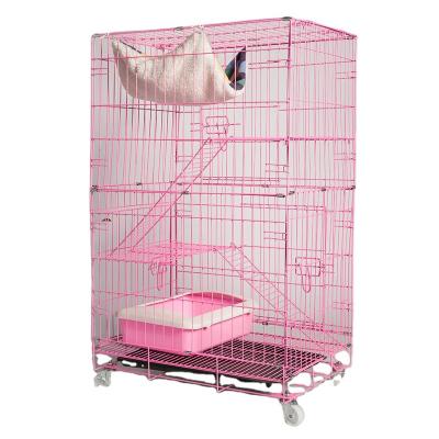 China High Quality Platform Stainless Steel Breathable Metal Wire 3 Layers And Pet Cat Stair Cage for sale