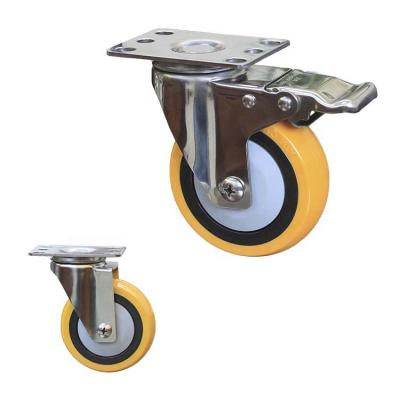 China Hot Selling Rigid 3 4 5 Inch Stainless Steel Caster Wheel 304 Stainless Steel PU Caster for sale