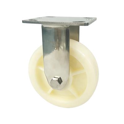 China Rigid 4 5 6 8 Inch Stainless Steel Rigid Nylon Trolley Wheels Heavy Duty Fixed Caster for sale