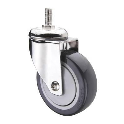 China Durable 3/4/5inch PU Casters Shopping Cart Caster Threaded Stem Caster Wheels For Supermarket for sale