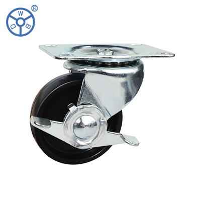 China WBD Rigid 2 2.5 3 4 Inch Swivel Black Low Profile Plastic Hard Rubber Caster Wheels For Industrial Equipments for sale