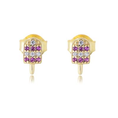 China Eco-friend kids simple tiny zirconia set new design S925 silver small gold earring stud popsicle earrings for sale