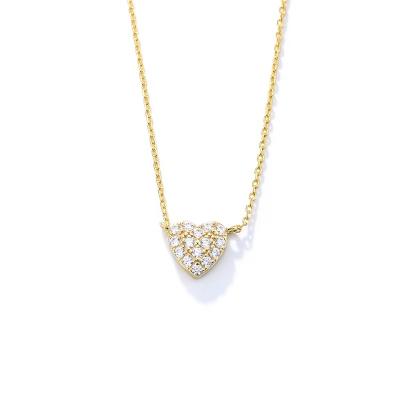 China FASHIONABLE Silver Diamond Heart Delicate Gold Plated Necklace 14k Gold Plated Women's 925 Zirconia Pendant Necklace for sale