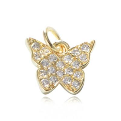 China Latest Trendy Designed 14k Gold Plated Necklace CZ Charm Butterfly Pendant Trendy for sale