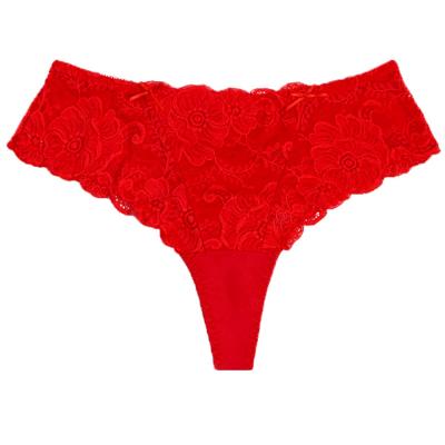 China Hot Selling Cheap Wholesale Lace Women Transparent Panties Breathable Sexy Plus Size Underwear Thong Panties for sale