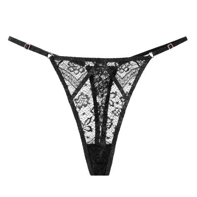 China Customized Sexy Cavity Breathable G - String Girls Transparent Women's Fashion Underwear Mid Rise Lace Breathable Panties for sale