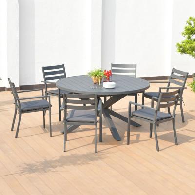 China Minimalist Factory Furniture Garden Series Metal Frame Outdoor Dinner Table With Chair for sale