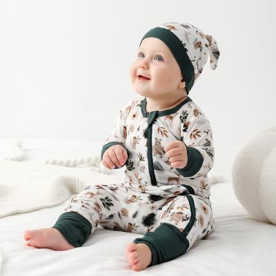 China Spandex/Organic Spandex Cotton Baby Romper Pajamas Design Bamboo Fiber Long Sleeve Bamboo Plain Newborn Baby Footie Pajamas Clothes for sale