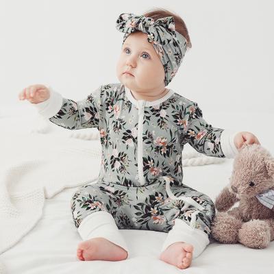 China Custom Spandex/Bamboo Fiber Printing Newborn Kids Bamboo Baby Clothes Kids Footie Double Zipper Baby Pajamas Bamboo Squishy Baby Romper for sale