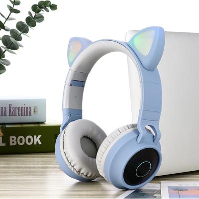 China Blue Cute Earphone (Can Use Cable Also) Insurance Girls Gift Wireless Commercial Wireless Headband Kids Earbuds for sale