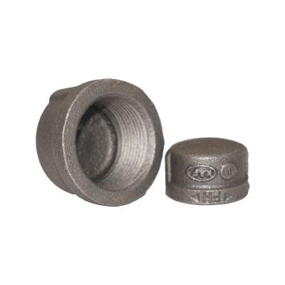 China Suitable for pipe lines connect of threaded water cap pipe fitting black pipe end cap malleable iron cast iron for sale