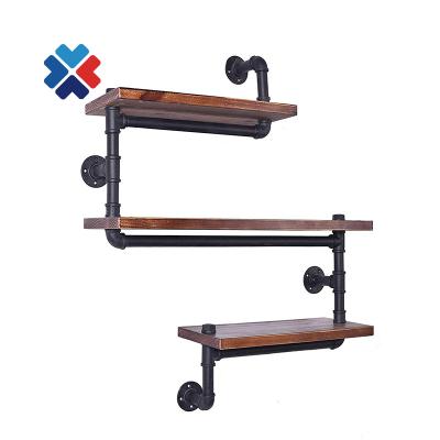 China Retro Industrial Wall Shelf Home Decoration Black Iron Pipe Vintage Fit Flange 1/2 NPT Half Coupling Decorative Pipe for sale