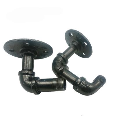 China Home Decorative Pipe Connector Coat Hanger Fitting Bathroom Decoration Elbow T Iron Fittings for sale