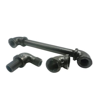 China Pipe Connector Mordern Home Decor Metal Frame Black Iron Pipe Fittings Wall Shelf Hook for sale