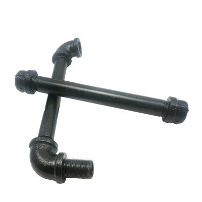 China Steampunk Home Decor Shelves Hardware Iron Pipe Fittings 1/2 Inch Floating Pipe Cap Black Male & Female Elbow for sale