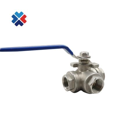 China General Three Way Three Way Type Ball Valves ss304 ss316 Stainless Steel L/T Manual Female Ball Valve Thread Valves for sale